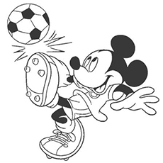 米老鼠玩足球着色页