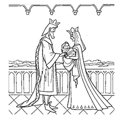 斯蒂芬国王和利亚王后与婴儿的着色页