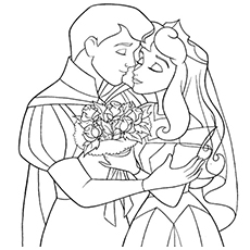 婚礼上的王子和公主着色页