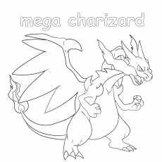 Mega Charizard Pokemon着色页面