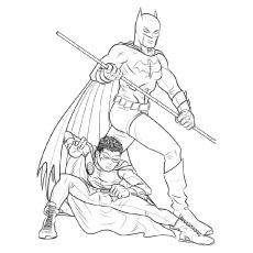 Batman and Robin at the Time of Teenage Coloring Sheet