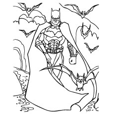 Batman with Bats Group Coloring Pages