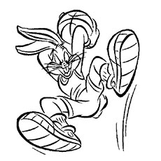 Colouring Page of Playing Bugs Bunny