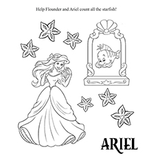 Ariel帮助比划着数海星上色页