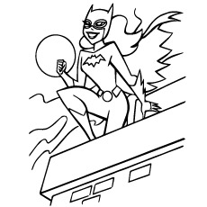 Batwoman on Top of Building Picture for Coloring