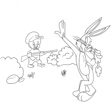 Bugs Bunny With Hunter Coloring Page