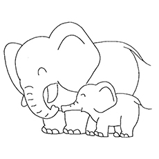 野生大象和它可爱的宝宝丛林动物着色页
