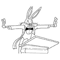 Bugs Bunny Reading a Book Coloring Page