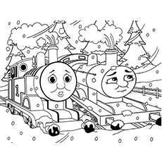 唐纳德和道格拉斯火车涂色页