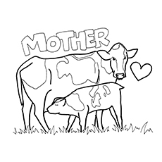 牛妈妈和小牛的着色页印刷