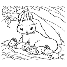 兔妈妈和她的宝宝涂色页