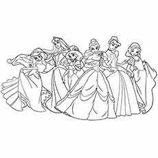 六个美丽的迪士尼公主涂色页