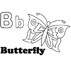 ‘B’ For Butterfly Coloring Pages