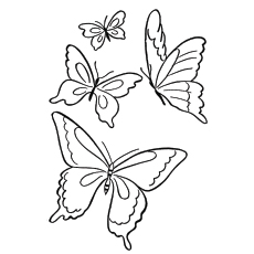 Four butterflies in a picture coloring page