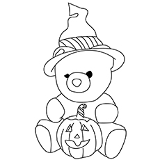 The Halloween teddy bear coloring page