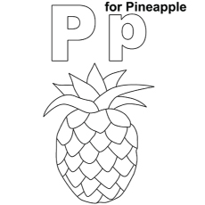 菠萝，字母P涂色页