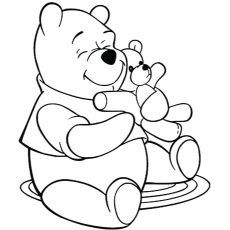 The pooh with teddy bear coloring page