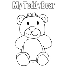 The T for teddy bear coloring page