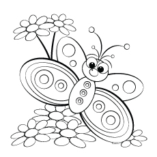 Butterfly And Daisy picture coloring page