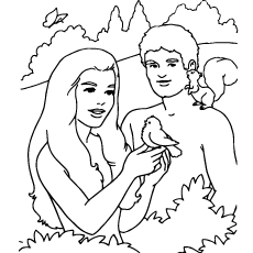 圣经人物亚当和夏娃涂色页印刷
