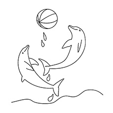 在水里玩海豚球涂色页