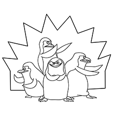 可爱的马达加斯加企鹅Nickelodeon着色页