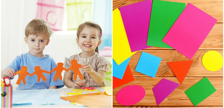 Cut the shape, shape-learning game for kids