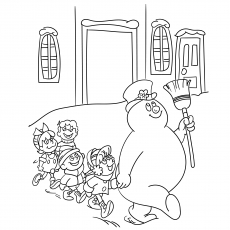 Frosty游行与孩子们的涂色页