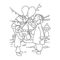 Kid with his father, Ramadan coloring page