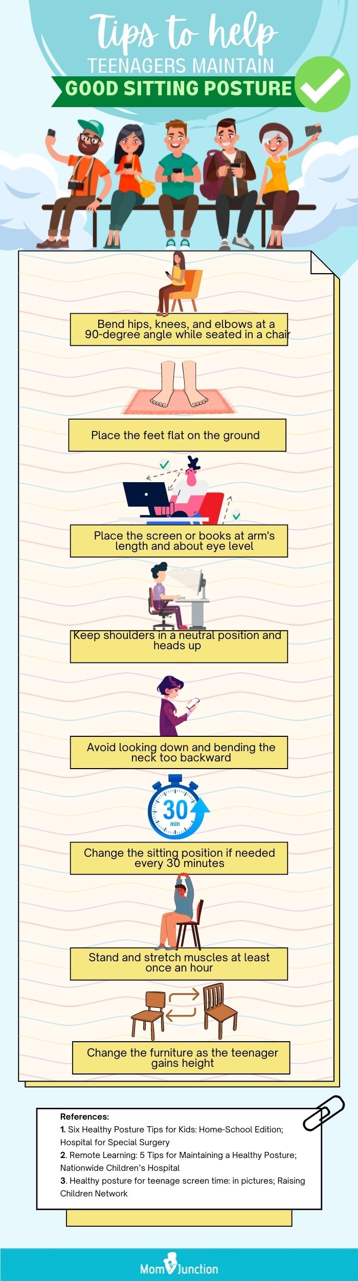 帮助青少年保持良好坐姿的建议(信息图)