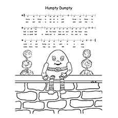 汉普蒂·Dumpty音乐笔记着色页