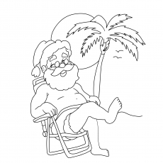 Santa Claus Chilling At The Beach coloring page