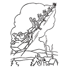 Santa Claus On His Sleigh coloring page