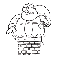 Santa Claus Stuck In The Chimney coloring page