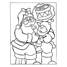 Santa Claus With A Kid coloring page