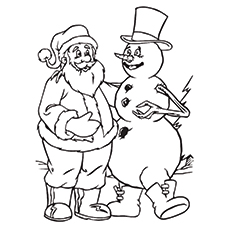 Santa Claus With Frosty coloring page