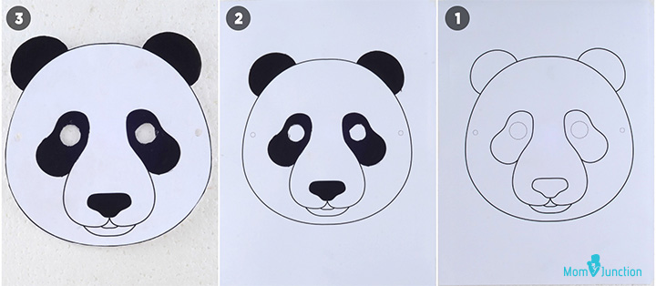 熊猫纸动物工艺品的孩子