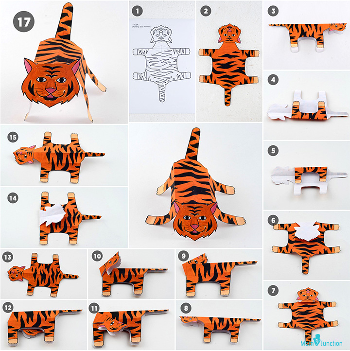 给孩子们的老虎纸动物工艺品