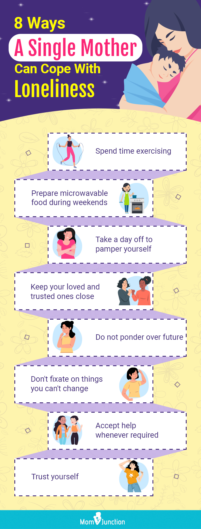 单身母亲应对孤独的8种方法(信息图)