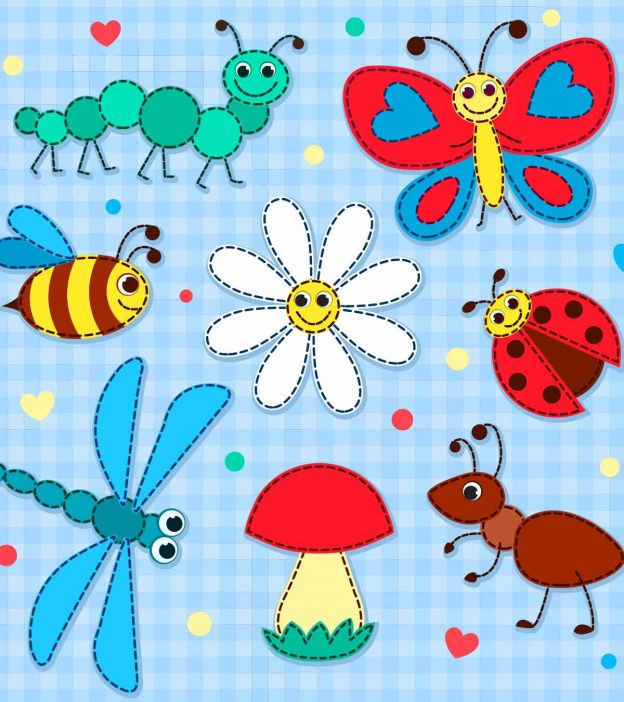 10创意昆虫和昆虫工艺品的孩子，与图像