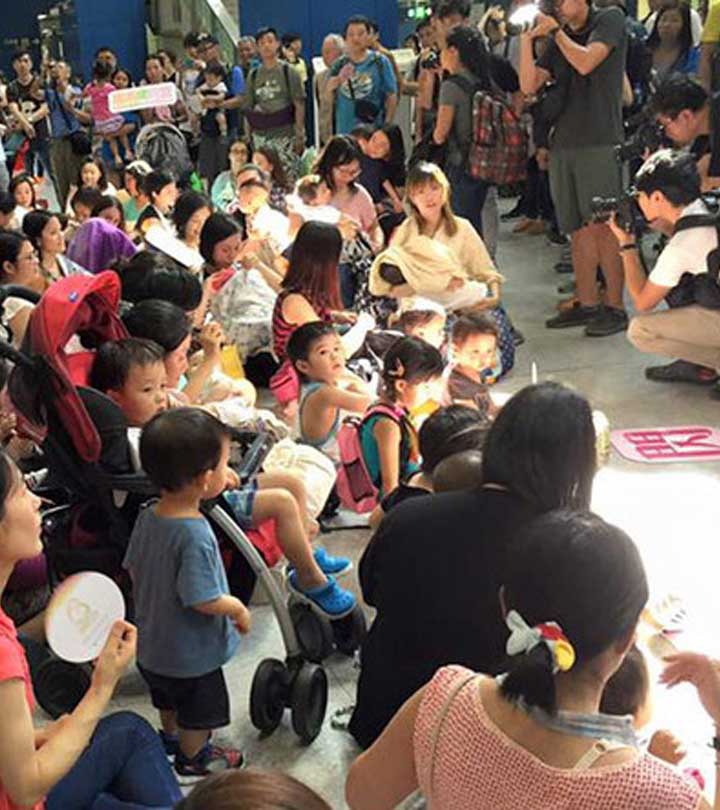 香港火车站举行母乳喂养妈妈快闪活动