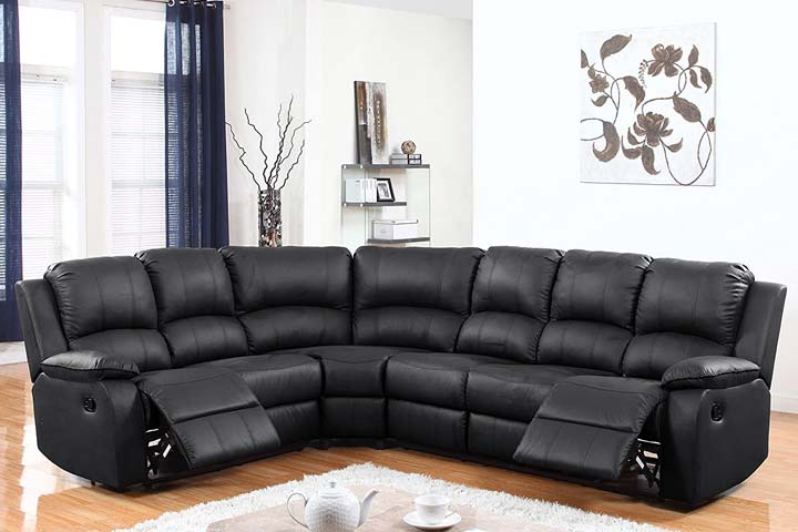 Divano Romano家具经典传统的结合Leather Reclining Sofa, Large- Black