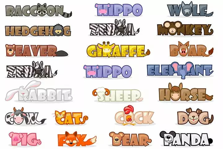 给孩子们说出动物单词游戏的名字