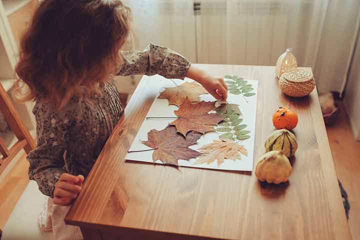 秋季拼贴艺术创意的孩子