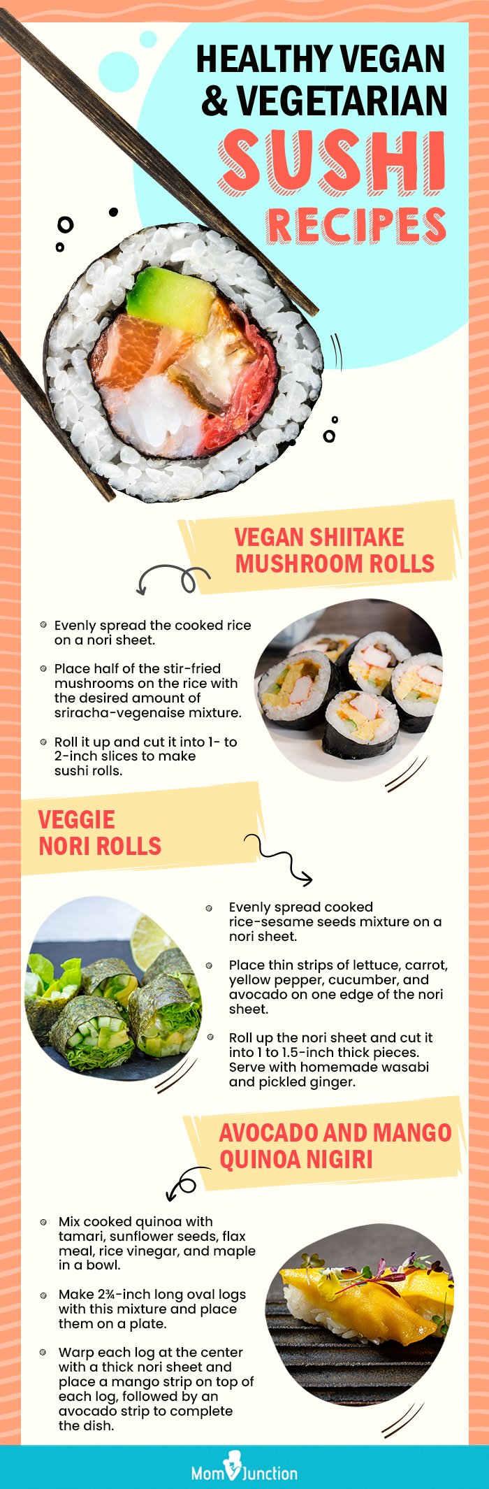 健康的纯素和素食寿司食谱(信息图)