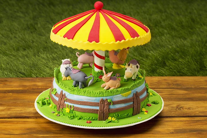农场灵感粉碎蛋糕创意为1岁生日