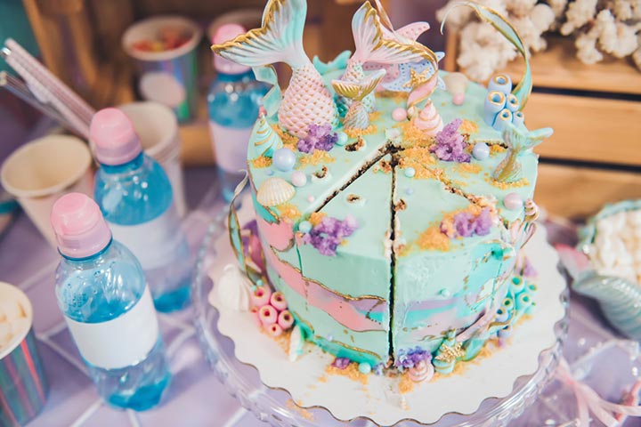 海公主蛋糕粉碎1岁生日的想法