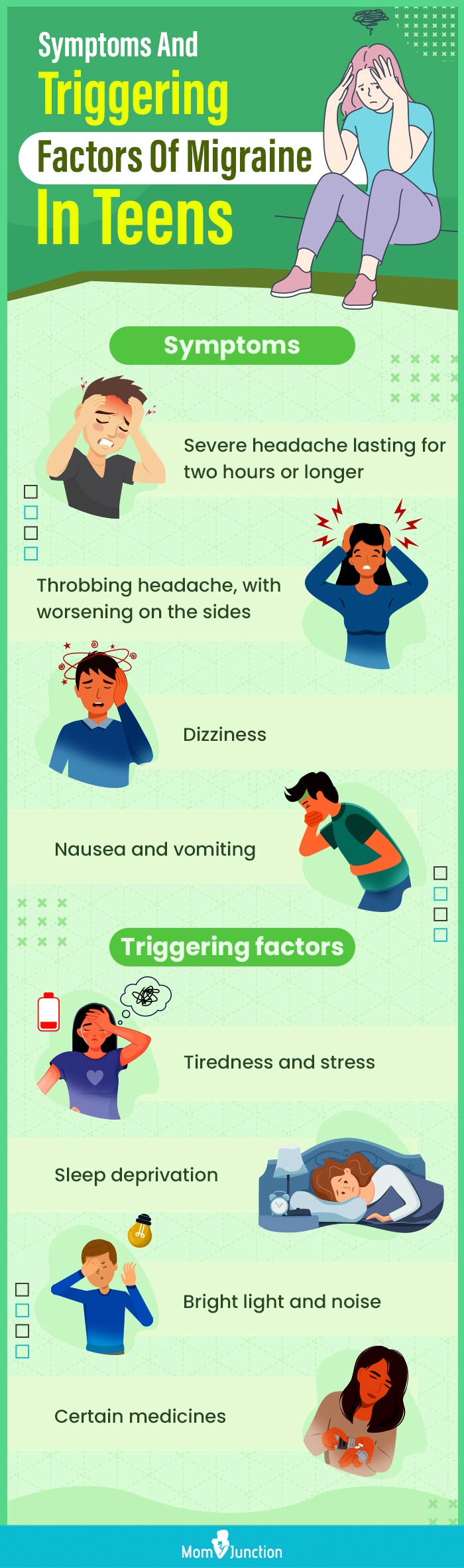 青少年偏头痛的症状和诱发因素(信息图)
