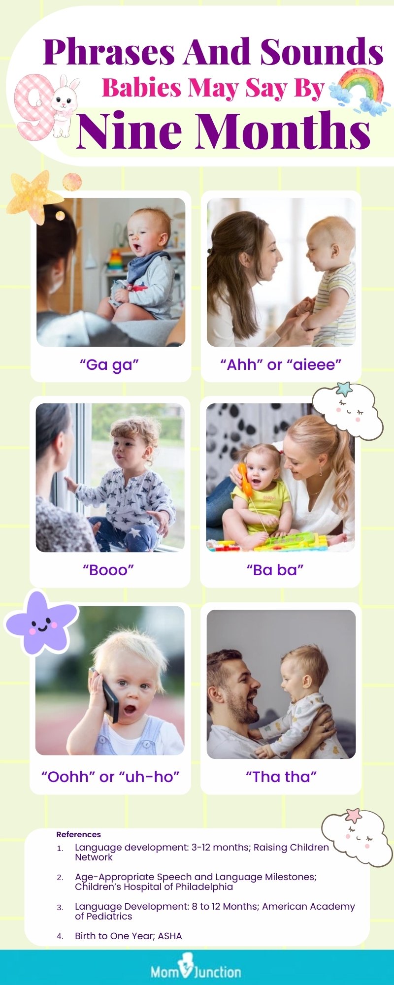 9个月大的婴儿可能会说的短语和声音(信息图)