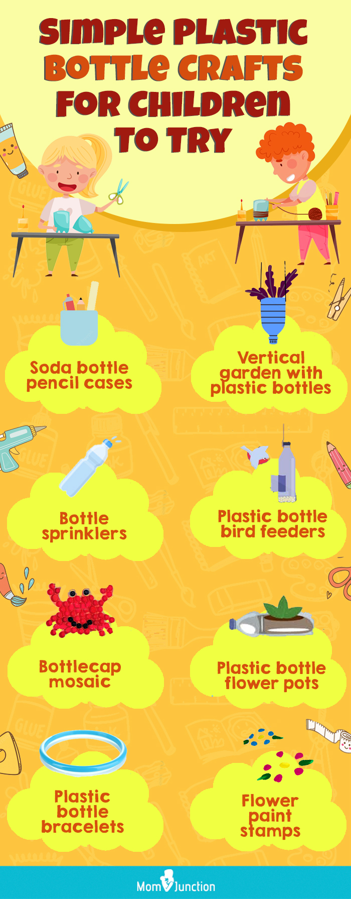 简单的塑料瓶工艺供孩子们尝试(信息图)